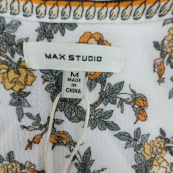 NEW MAX STUDIO Dress Womens M Floral Crepe Wrap Midi Dress Flutter Sleeve NWT - Picture 5 of 16